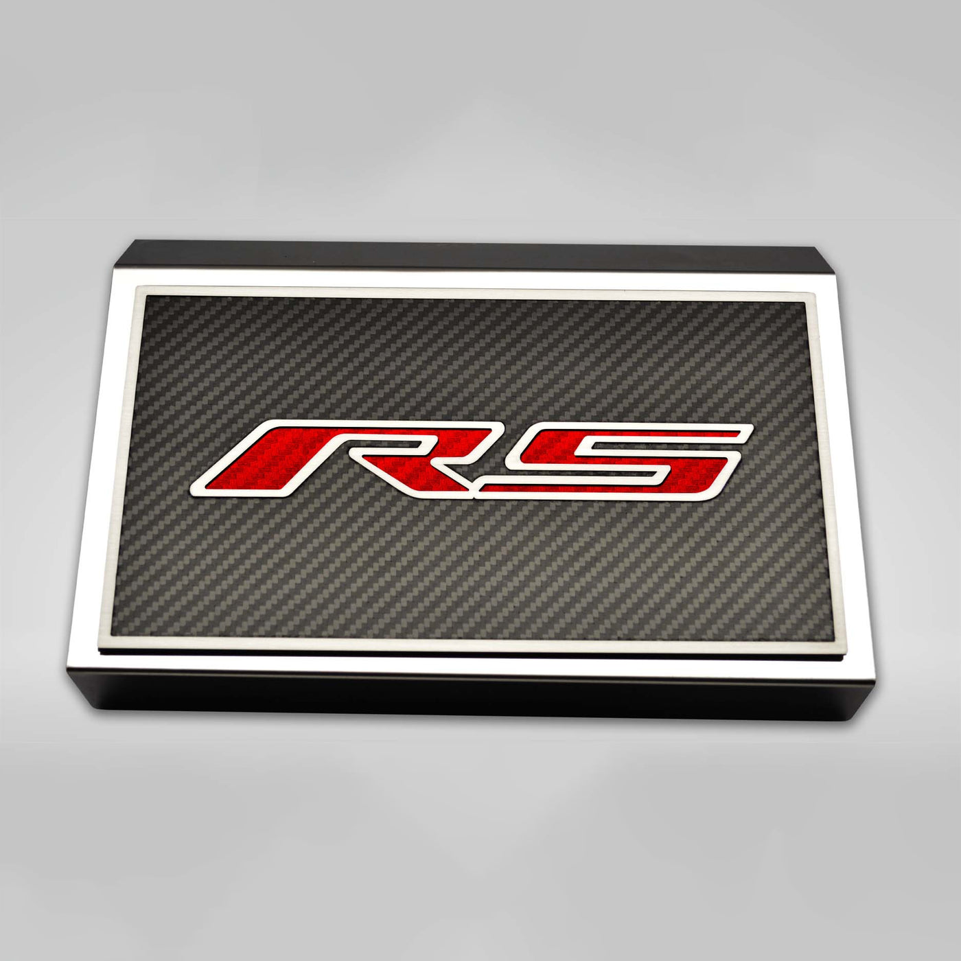 Light Gray 2016-2021 Camaro RS - Fuse Box Cover Polished w/Carbon Fiber SS Style Top Plate