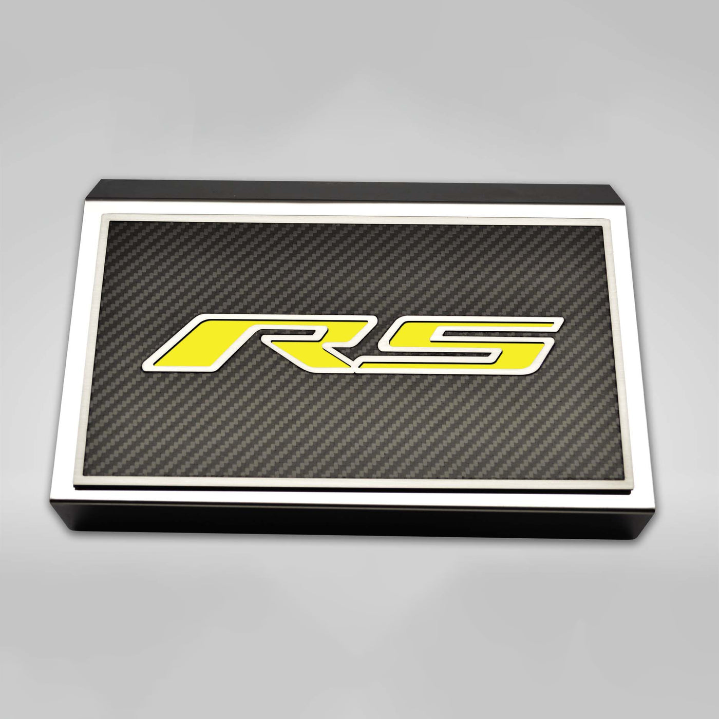 Light Gray 2016-2021 Camaro RS - Fuse Box Cover Polished w/Carbon Fiber SS Style Top Plate