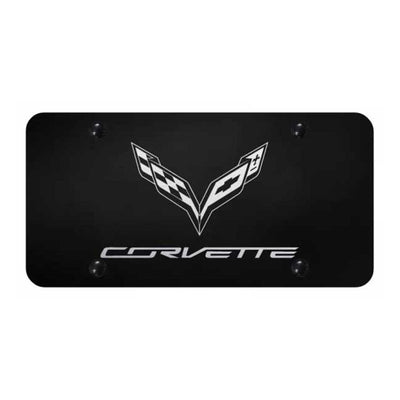 Black Corvette C7 License Plate - Laser Etched Black