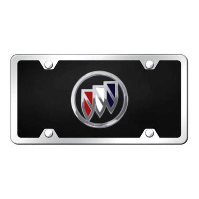 Light Gray Buick (Tri-Color Fill) Plate Kit - Chrome on Black