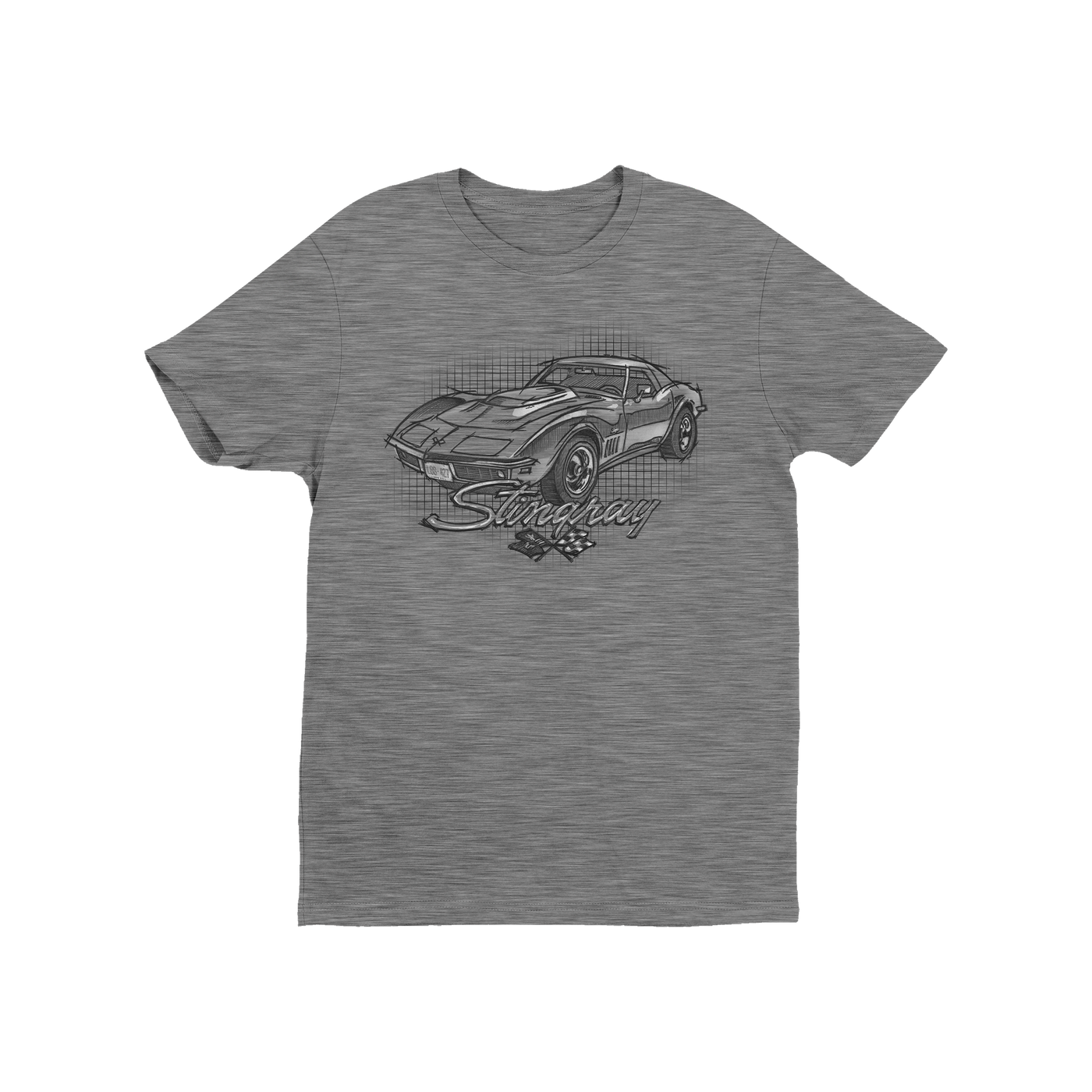 Dim Gray Corvette Sketch Grid T-Shirt