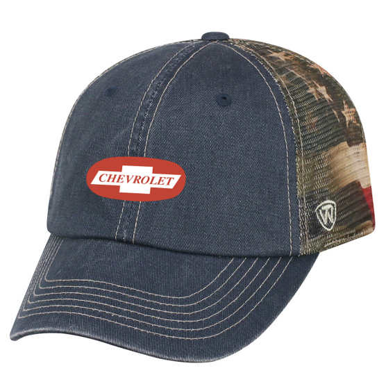 Dark Slate Gray Chevrolet Denim American Flag Cap