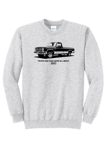 Light Gray Black & White Graphic GMC Trucks Crewneck