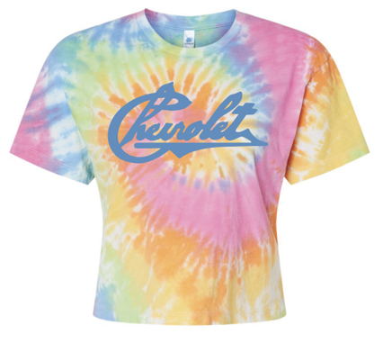 Tan Chevrolet Women's Tie Dye Crop T-Shirt