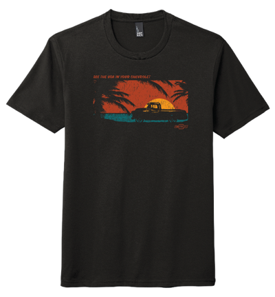 Black Chevy Trucks Beach Sunset T-Shirt