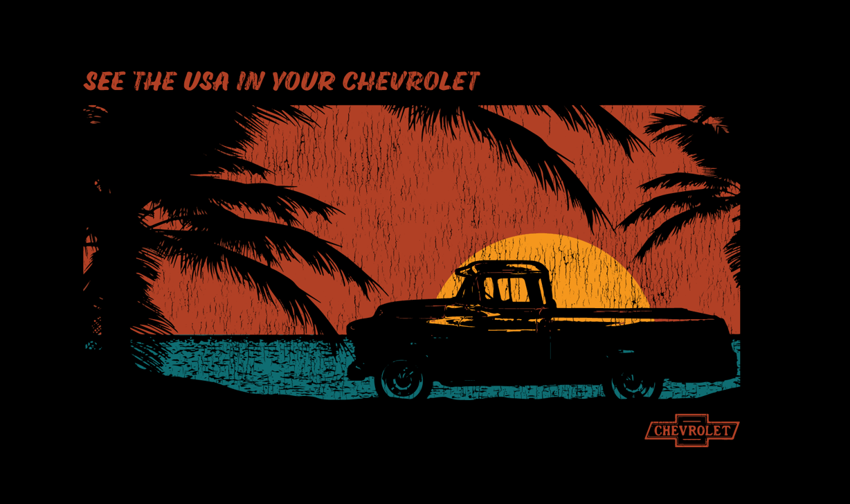 Sienna Chevy Trucks Beach Sunset T-Shirt