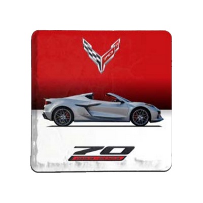 Light Gray Corvette 70th Anniversary Car Coaster