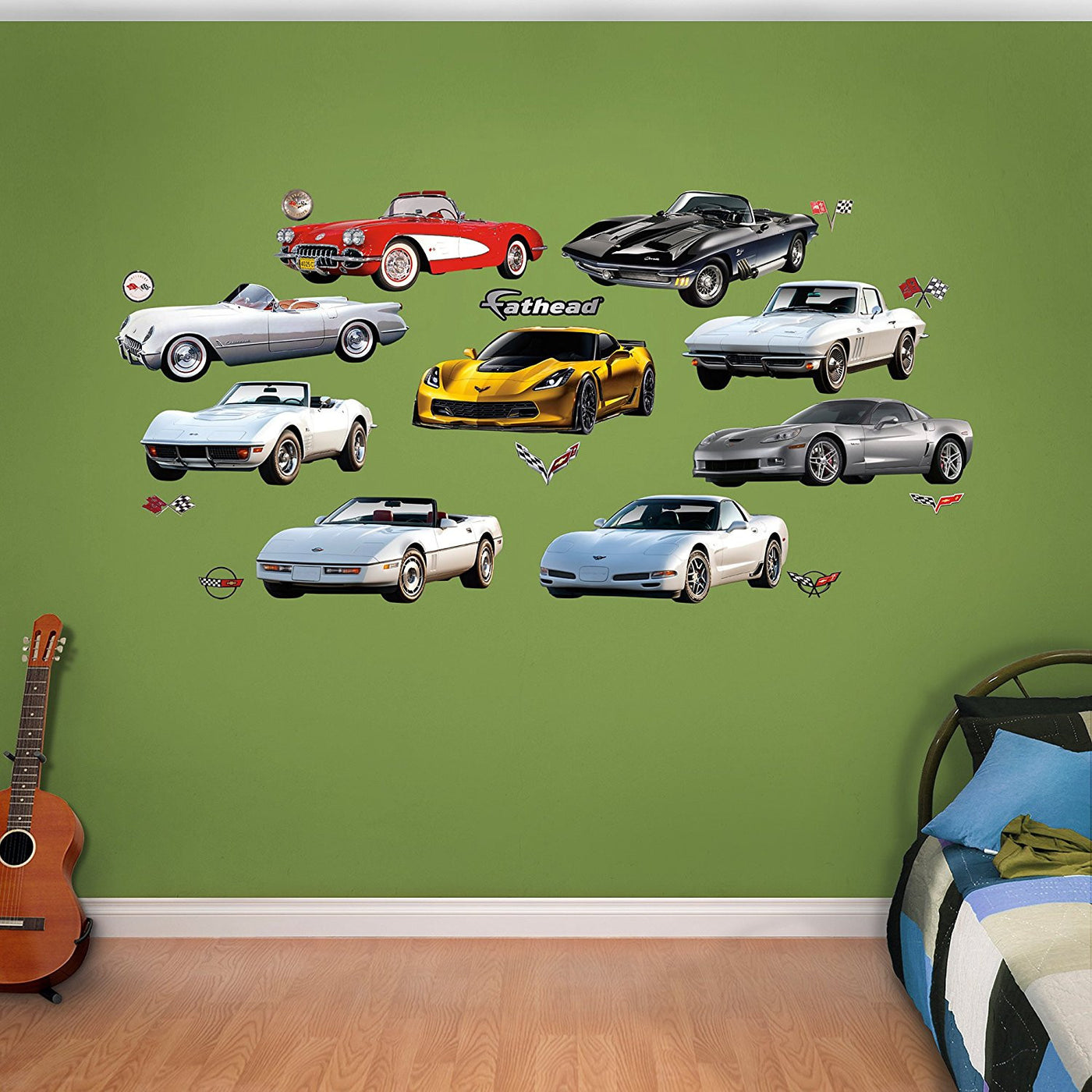 Olive Drab Fathead Corvette Generations Wall Decals