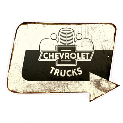 Antique White Chevrolet Trucks Thick Aluminum Sign