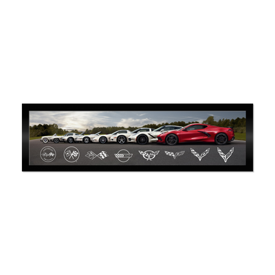 Dark Slate Gray Corvette C8 Generations - Cars Framed Canvas Print